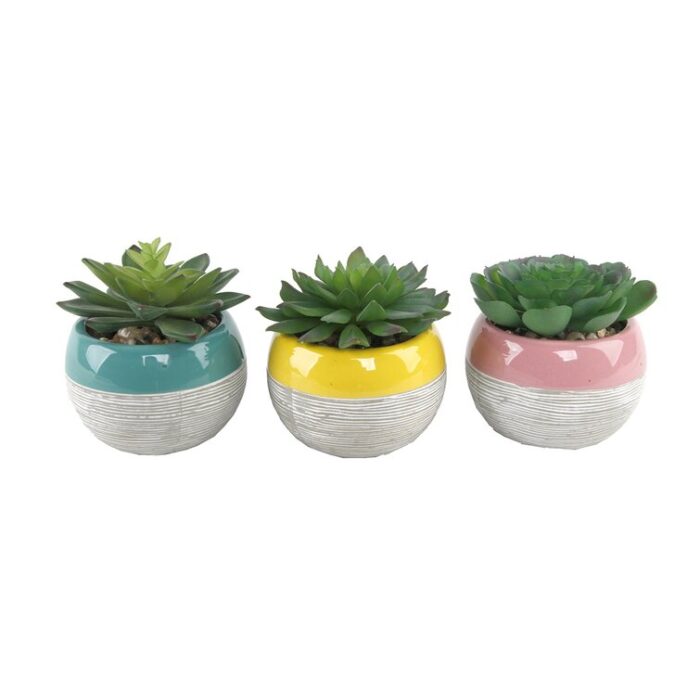 4.75” Faux Succulent Plant in Ceramic Pot - Chic Decora