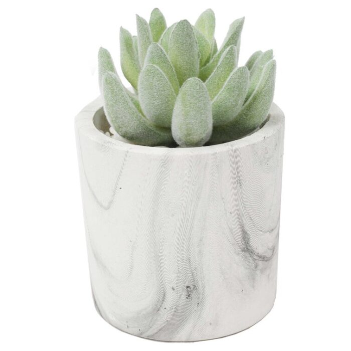 4.75” Faux Succulent Plant in Fake Marble Pot - Chic Decora