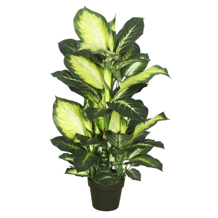 40″ Artificial Green and White Dieffenbachia - Chic Decora