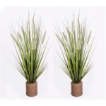 40” Faux Onion Grass Grass in Fibers Decorative Vase - Chic Decora