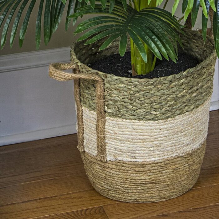 42” Faux Palm Plant in Wicker/Rattan Basket - Chic Decora