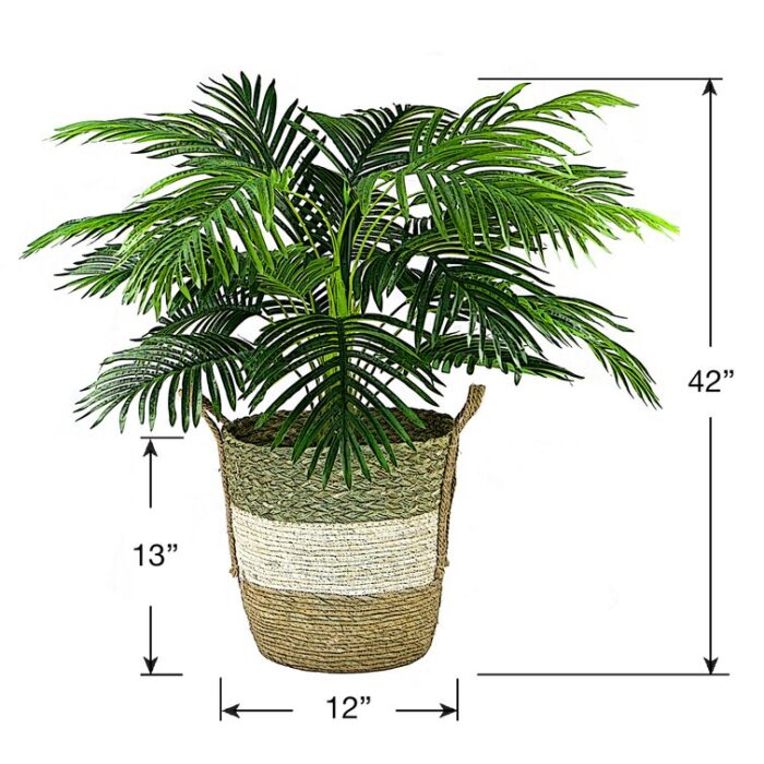 42” Faux Palm Plant in Wicker/Rattan Basket - Chic Decora