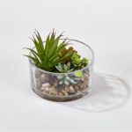 4” Faux Succulent Plant in Glass Vase - Chic Decora