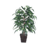 4′ Artificial Mango Bush, Square Willow Basket. - Chic Decora