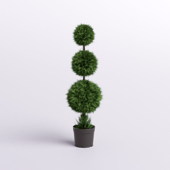 4′ Artificial Triple Ball Green Cedar Topiary. - Chic Decora