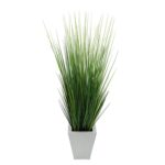 44” Faux Foliage Grass in Metal Planter - Chic Decora