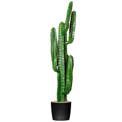 45″ Artificial Green Finger Cactus in 8″ Black Pot - Chic Decora