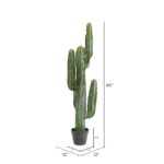 45″ Artificial Green Finger Cactus in 8″ Black Pot - Chic Decora