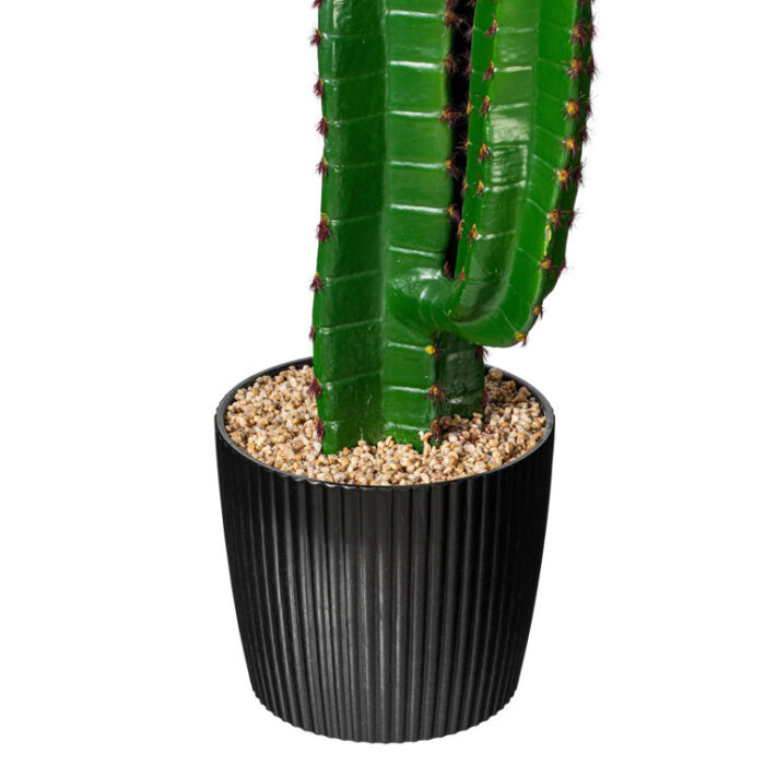 45″ Artificial Green Finger Cactus in 8″ Black Pot - Chic Decora