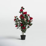 45″ Artificial Red Rose Plant in Pot - Chic Decora