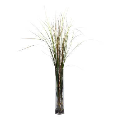 47” Faux Grass Plant in Glass Decorative Vase - Chic Decora