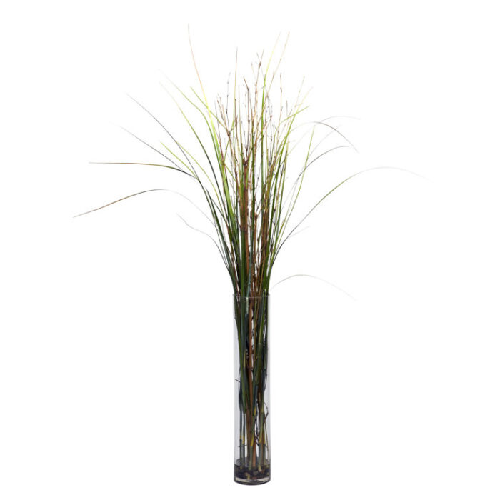 47” Faux Grass Plant in Glass Decorative Vase - Chic Decora