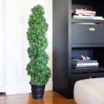 48” Faux Boxwood Topiary in Wood Planter - Chic Decora