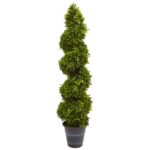 48” Faux Boxwood Topiary in Wood Planter - Chic Decora