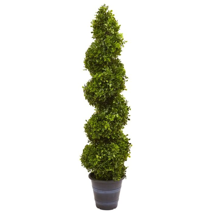 48” Faux Boxwood Topiary in Wood Planter - Chic Decora