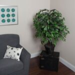 48” Faux Ficus Plant in Wicker/Rattan Basket - Chic Decora