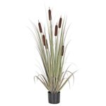 48” Faux Flowering Grass in Pot - Chic Decora