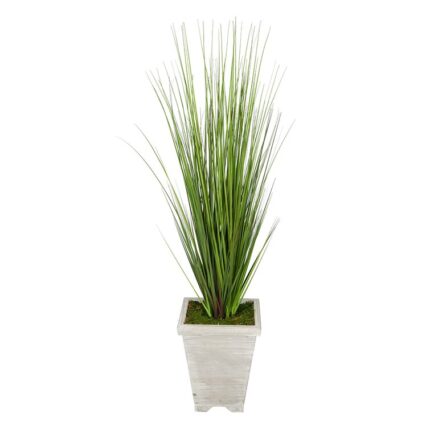 48” Faux Foliage Grass in Wood Vase - Chic Decora