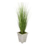 48” Faux Foliage Grass in Wood Vase - Chic Decora