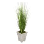 48” Faux Foliage Grass in Wood Vase - Chic Decora