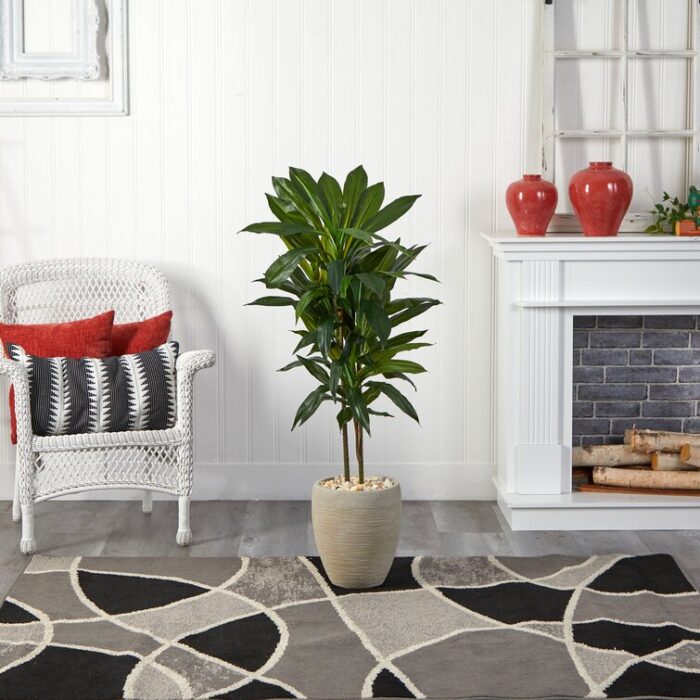 48” Faux Foliage Plant in Ceramic Planter - Chic Decora