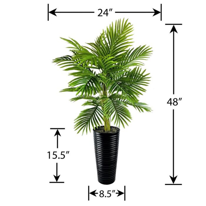 48” Faux Palm Plant in Metal Pot - Chic Decora