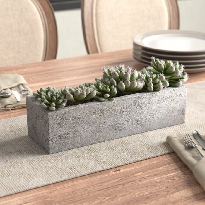 5.5” Faux Succulent Plant in Stone Planter - Chic Decora