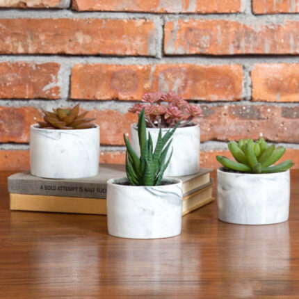 5.7” Faux Succulent Plant in Ceramic Planter - Chic Decora