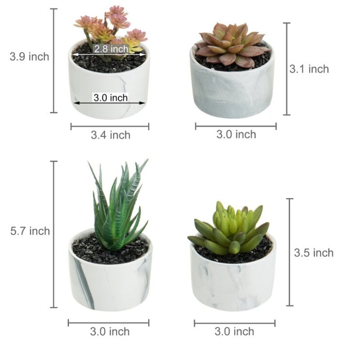 5.7” Faux Succulent Plant in Ceramic Planter - Chic Decora