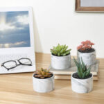 2.5” Faux Succulent Plant in Stone Pot - Chic Decora