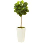 54” Faux Fiddle Leaf Fig Plant in Ceramic Decorative Vase - Chic Decora