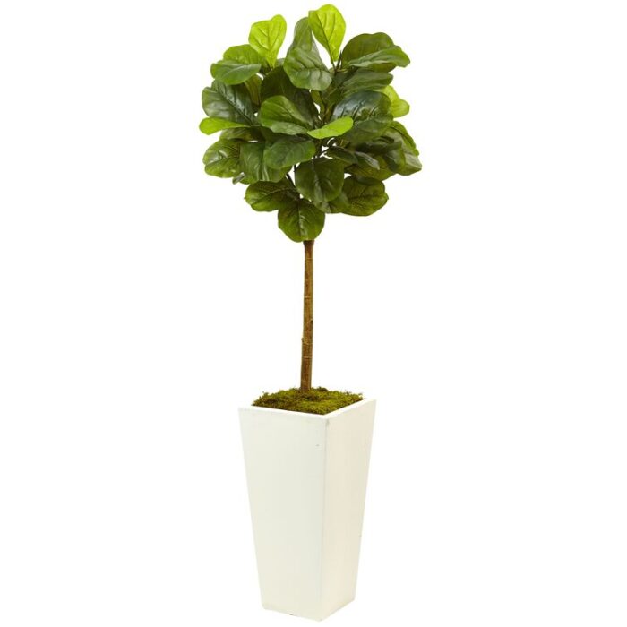 54” Faux Fiddle Leaf Fig Plant in Ceramic Decorative Vase - Chic Decora