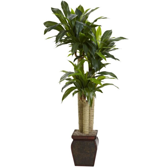 54” Faux Foliage Plant in Wood Decorative Vase - Chic Decora