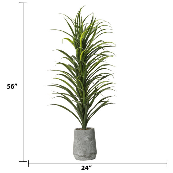 56″ Artificial Faux Dracaena Foliage Spider Plant in Planter - Chic Decora