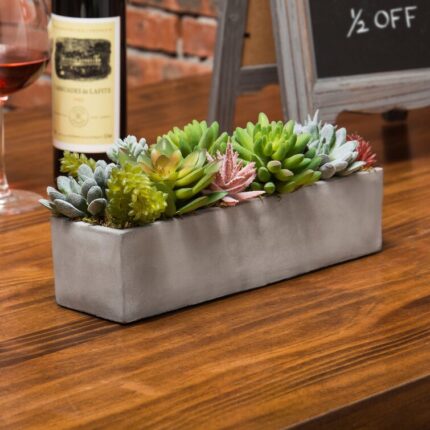 6.1” Faux Succulent Plant in Cement Pot - Chic Decora