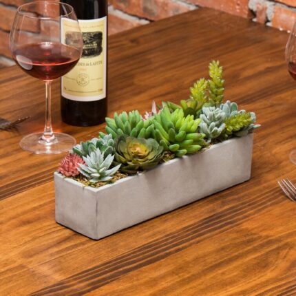 6.1” Faux Succulent Plant in Cement Pot - Chic Decora