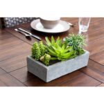 6.5” Faux Succulent Plant in Stone Planter - Chic Decora