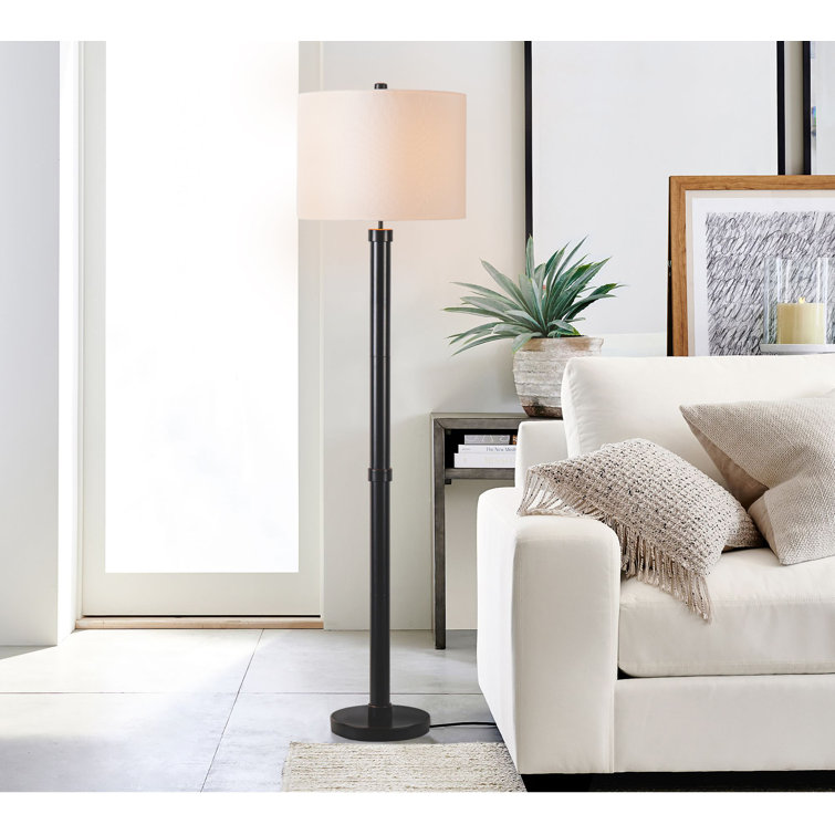 60″H Modern Metal Tall Pole Floor Lamp Lamp w/ Fabric Shade & LED Bulb for Livingroom - Chic Decora