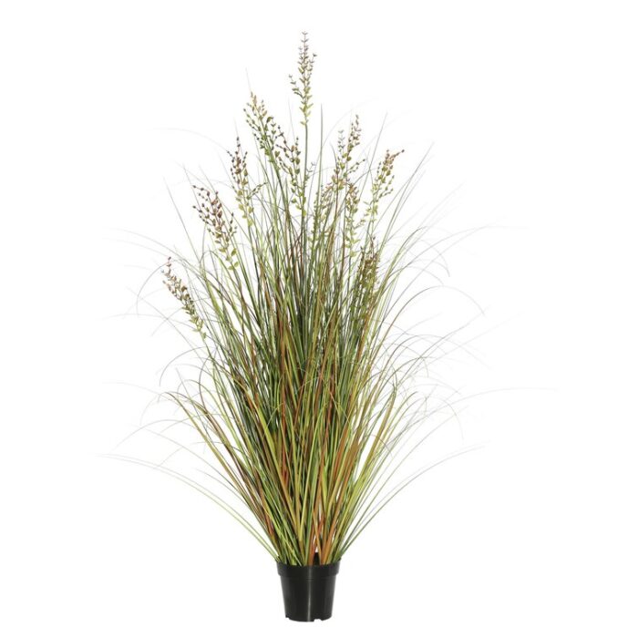 60″ PVC Artificial Potted Green and Brown Grass and Plastic Grass - Chic Decora