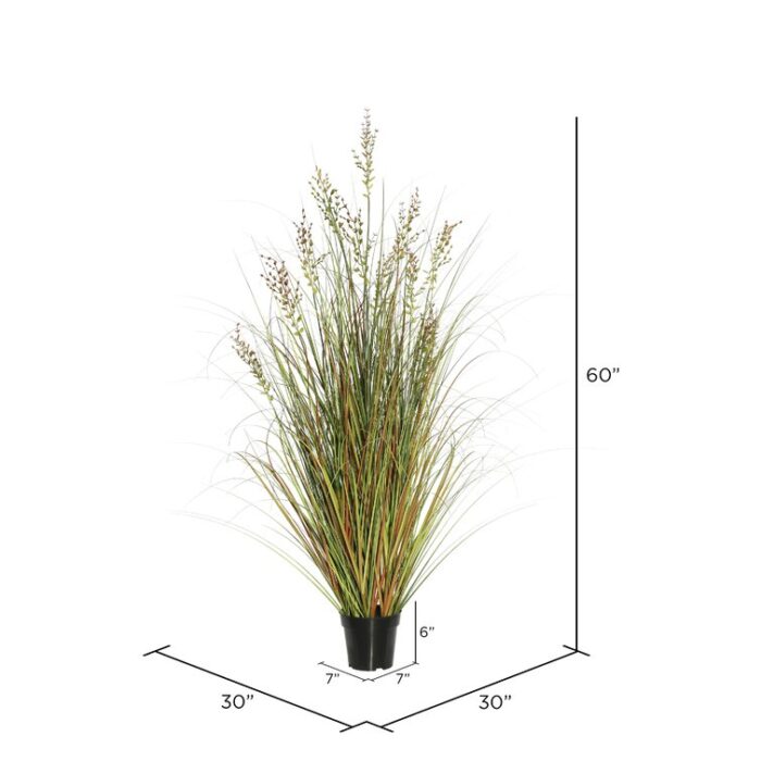 60″ PVC Artificial Potted Green and Brown Grass and Plastic Grass - Chic Decora