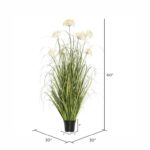 60” Faux Flowering Grass in Pot Liner - Chic Decora