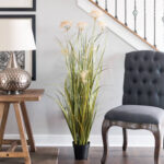 48” Faux Flowering Grass in Pot - Chic Decora