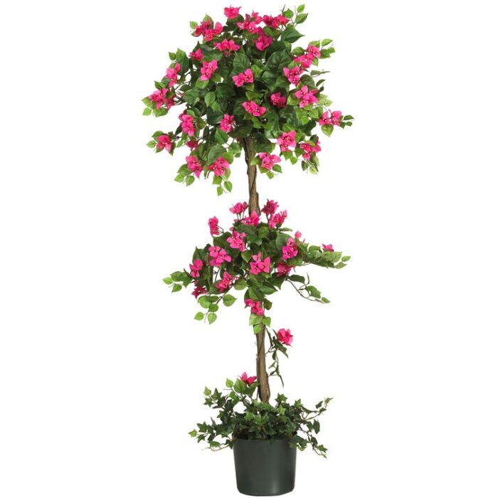 60” Faux Flowering Topiary in Planter - Chic Decora