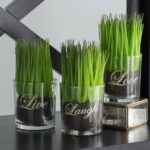 6.75” Faux Foliage Grass in Glass Jar - Chic Decora