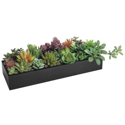 6” Faux Succulent in Wood Planter - Chic Decora