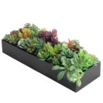 6” Faux Succulent in Wood Planter - Chic Decora