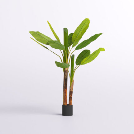 64″ Artificial Banana Leaf Plant in Pot - Chic Decora