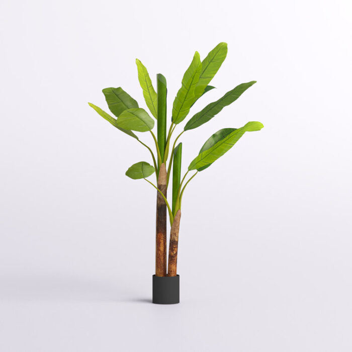 64″ Artificial Banana Leaf Plant in Pot - Chic Decora