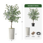 66” Faux Eucalyptus Plant in Planter - Chic Decora