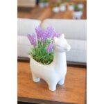 7.5” Faux Lavender Plant in Porcelain Pot - Chic Decora